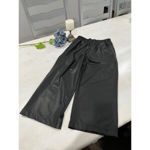 First Love Faux‎ Leather Wide Leg Elastic Waist Cropped Pants S